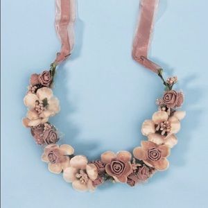 Antique Flower Headpiece with Organza Ribbon